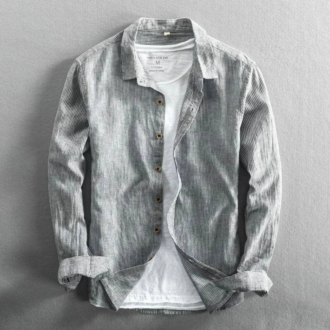 Serge Linen Striped Shirt