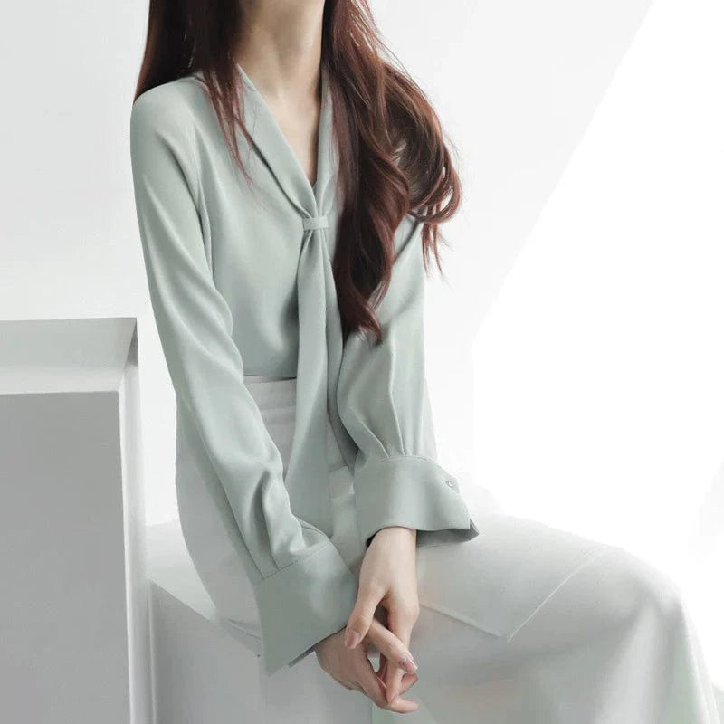 Elsa Bow-Tie Chiffon Blouse