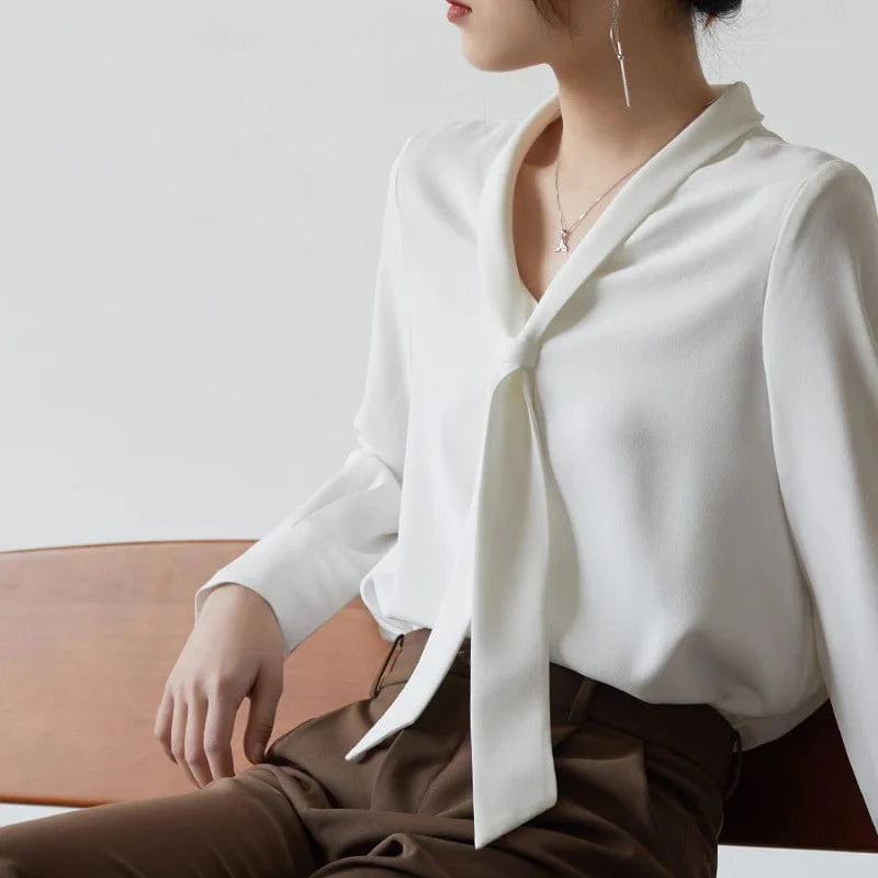 Elsa Bow-Tie Chiffon Blouse