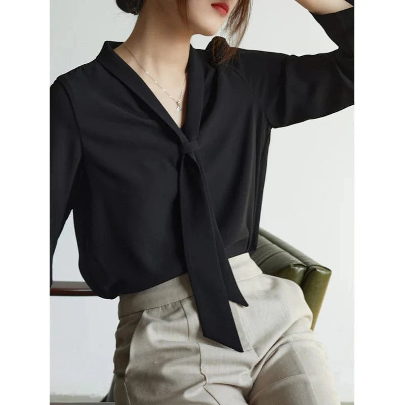 Elsa Bow-Tie Chiffon Blouse