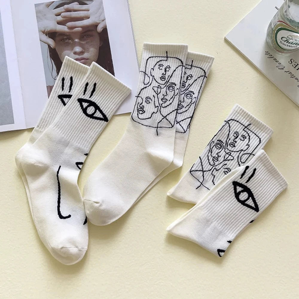 Staring Faces - Abstract Art Socks (6 Pairs)