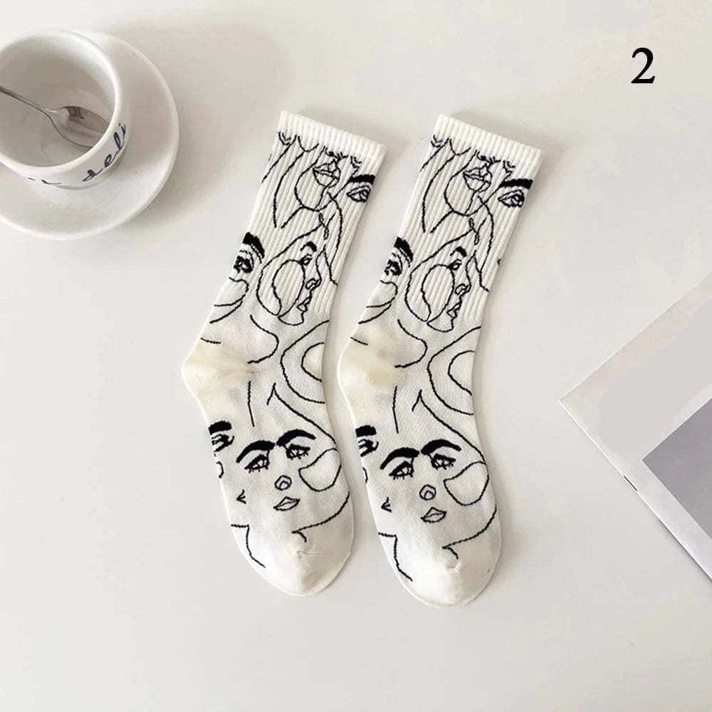Staring Faces - Abstract Art Socks (6 Pairs)