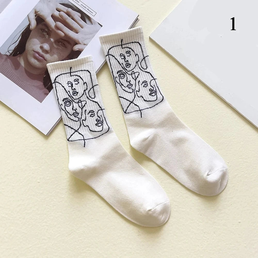 Staring Faces - Abstract Art Socks (6 Pairs)