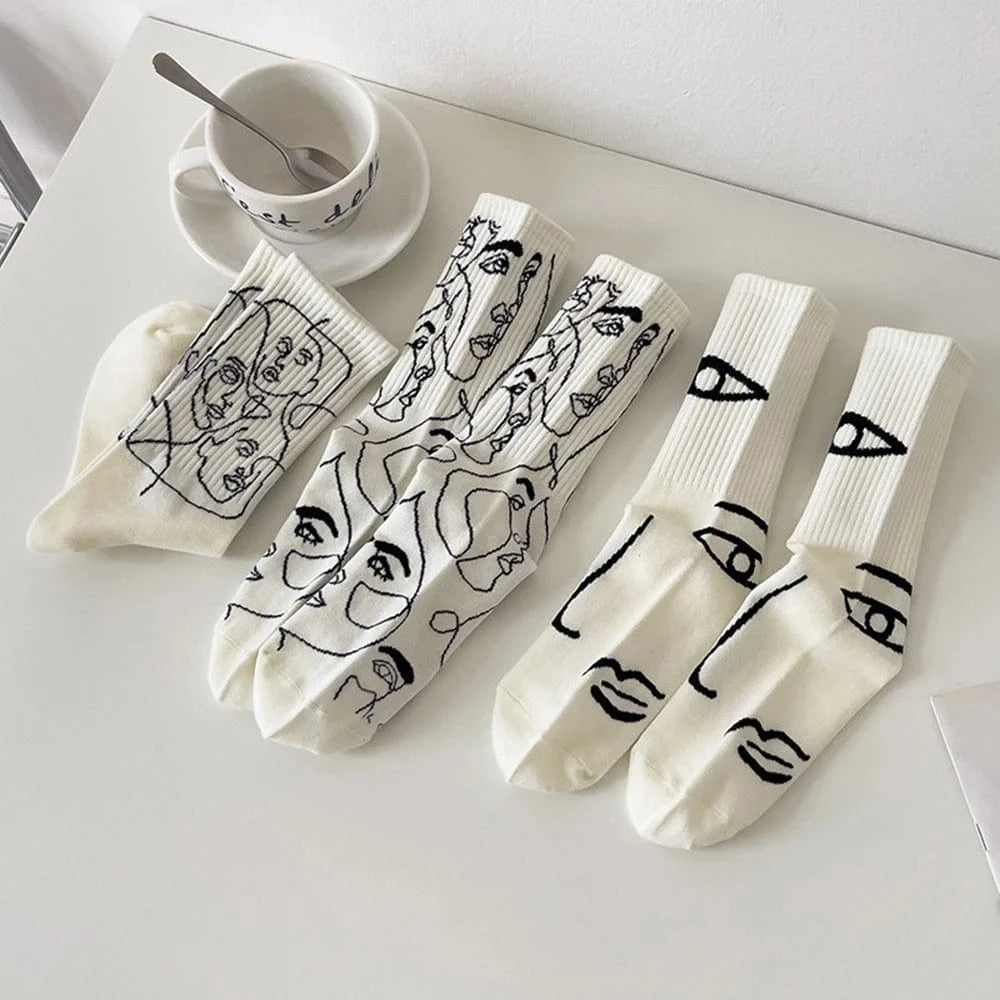 Staring Faces - Abstract Art Socks (6 Pairs)