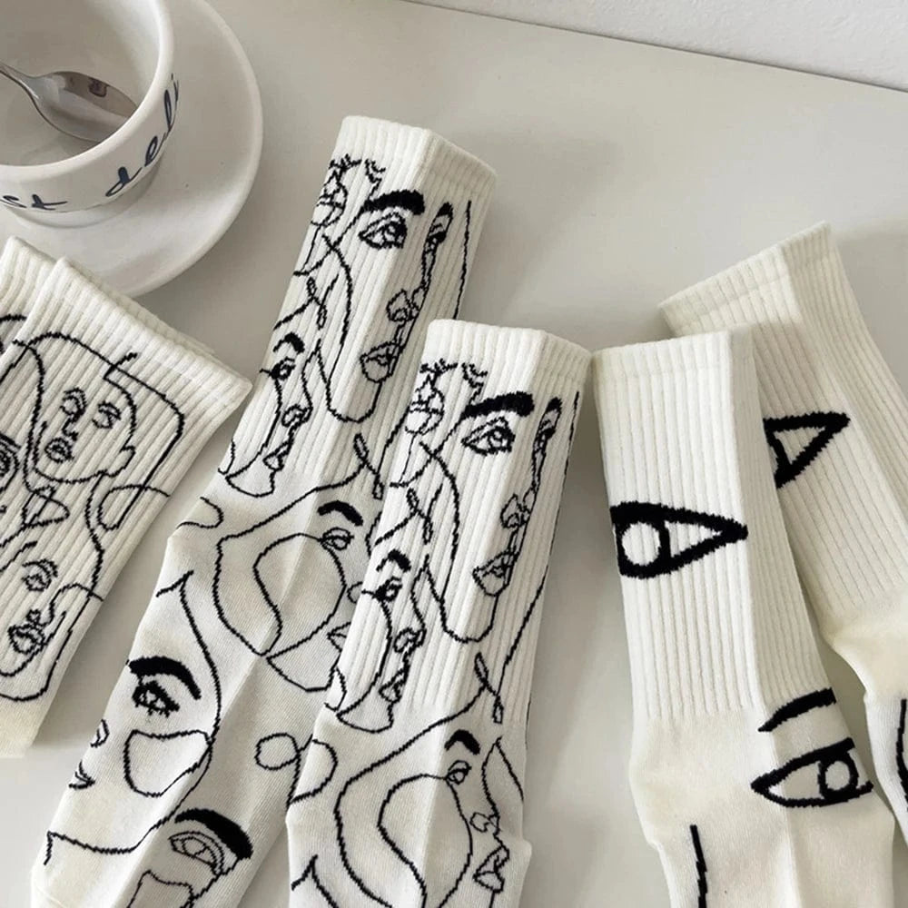Staring Faces - Abstract Art Socks (6 Pairs)