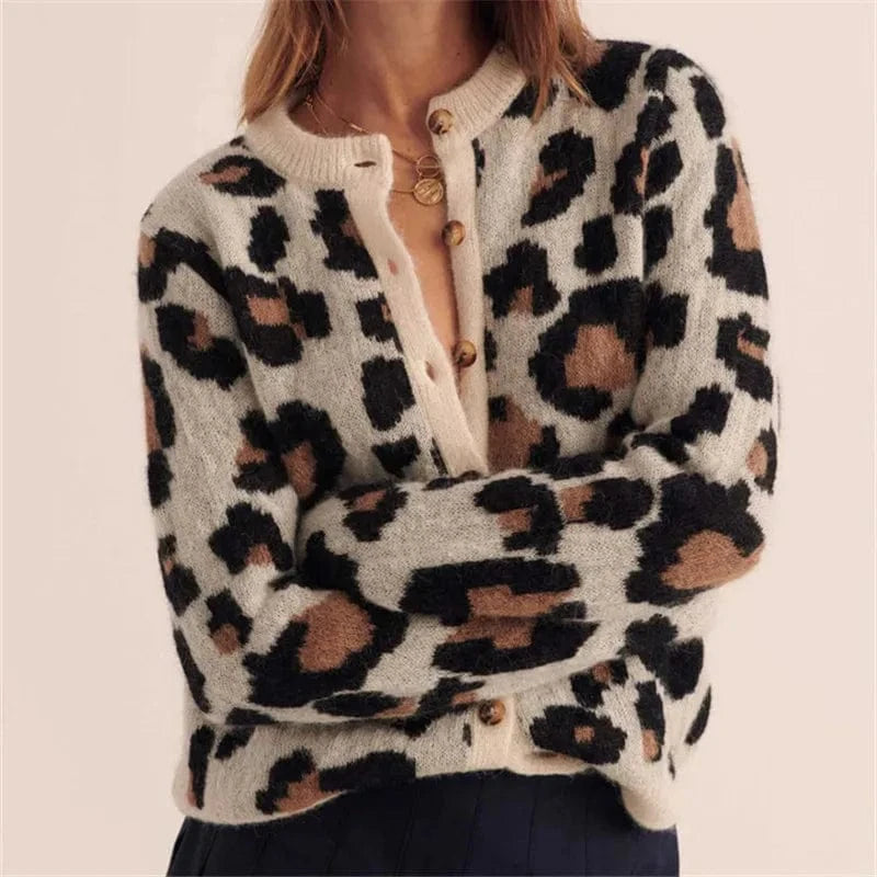 Aniston Leopard Knit Cardigan