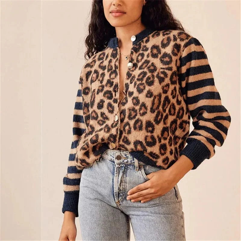 Aniston Leopard Knit Cardigan