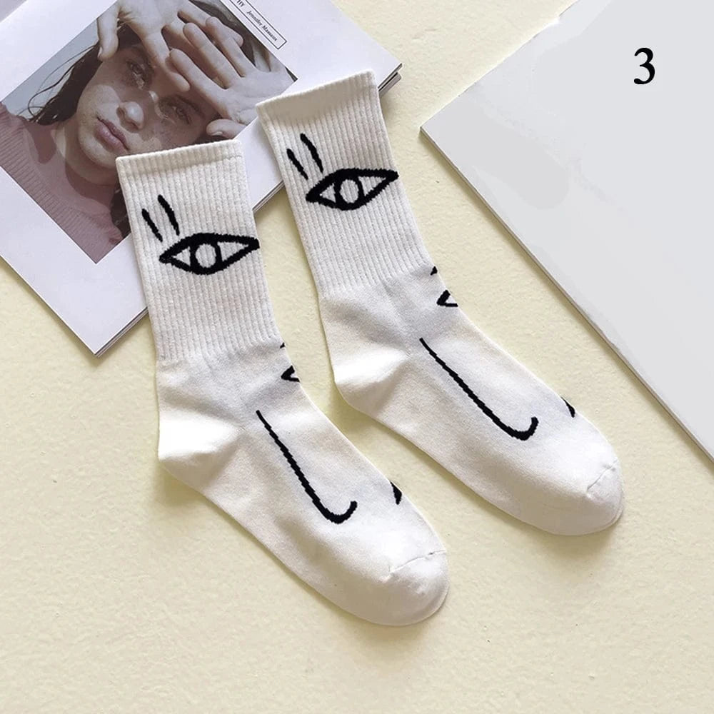 Staring Faces - Abstract Art Socks (6 Pairs)