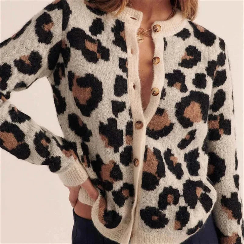 Aniston Leopard Knit Cardigan