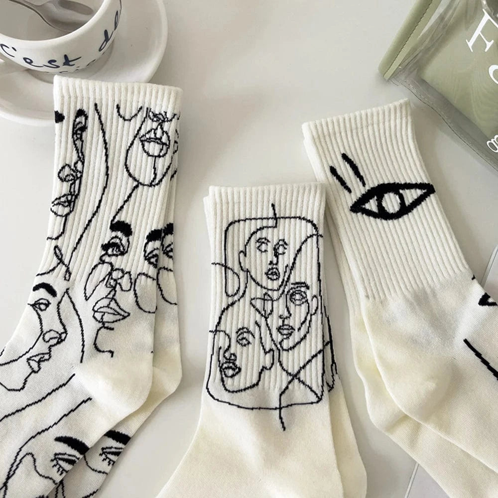 Staring Faces - Abstract Art Socks (6 Pairs)