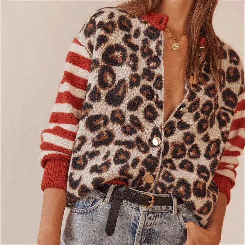 Aniston Leopard Knit Cardigan
