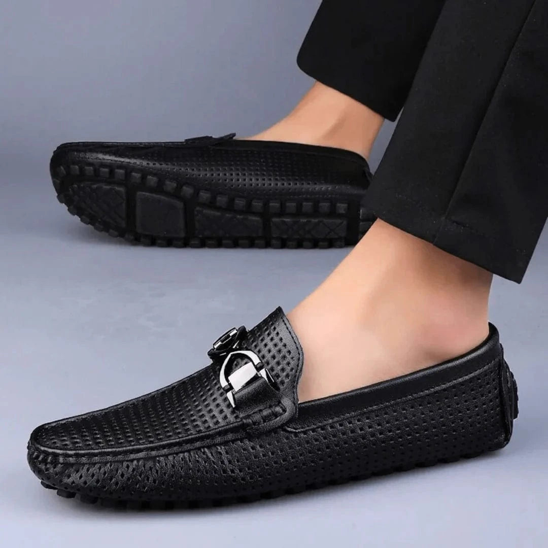 Luxe Perforated Genuine Leather Loafers
