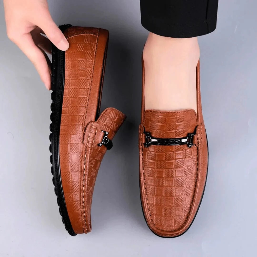 Luxury Plaid Genuine Leather Loafers