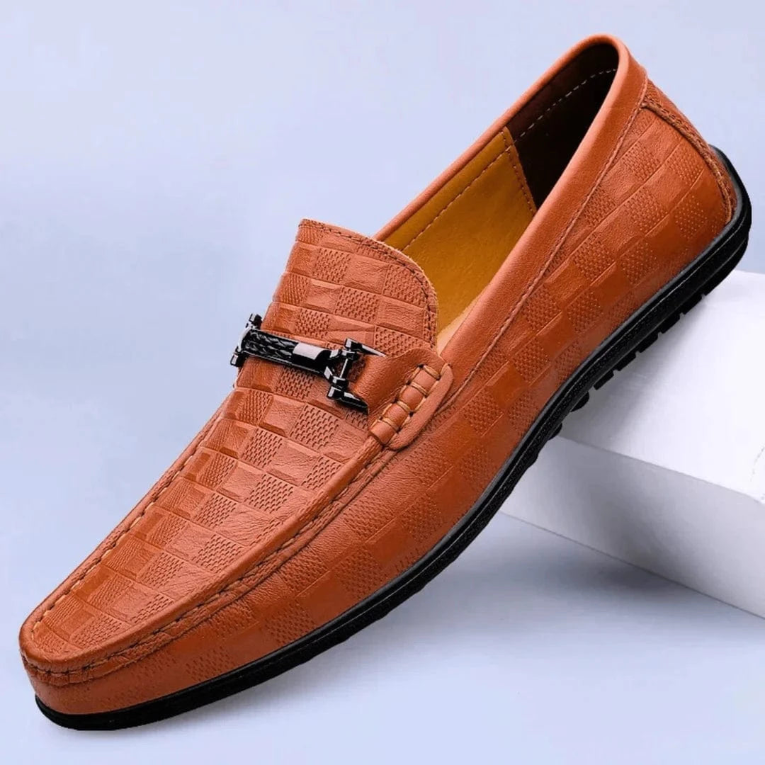 Luxury Plaid Genuine Leather Loafers