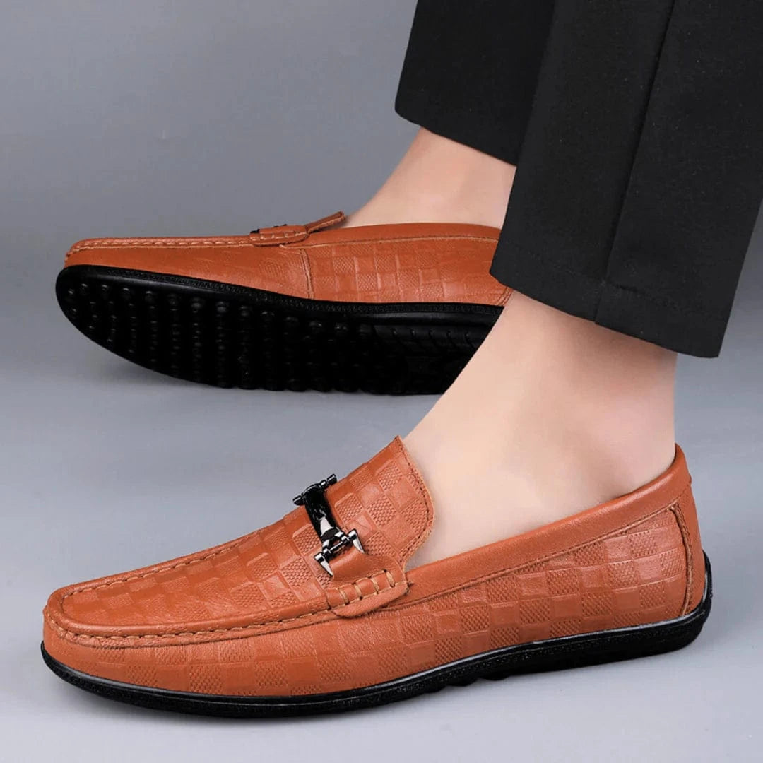 Luxury Plaid Genuine Leather Loafers