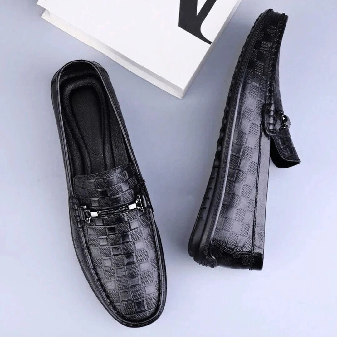 Luxury Plaid Genuine Leather Loafers