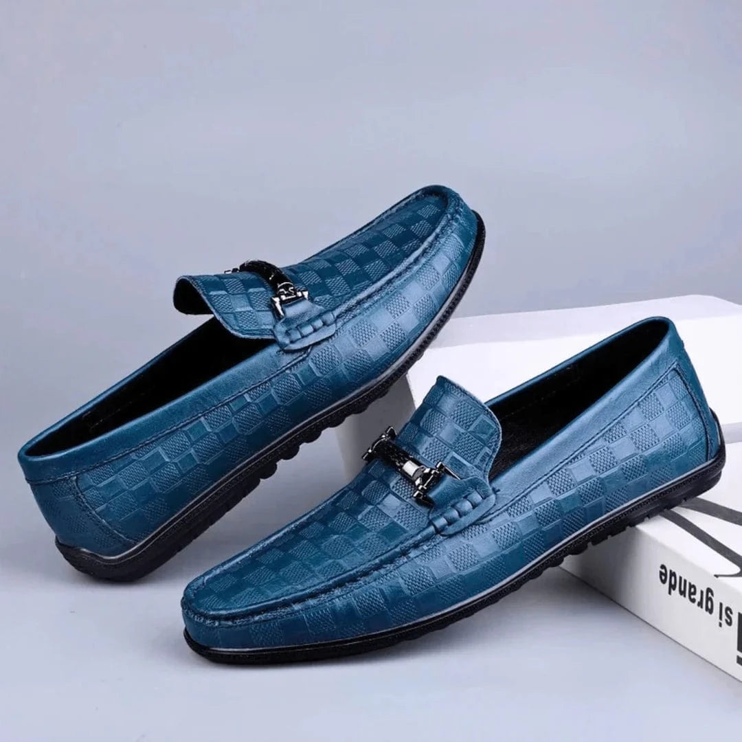 Luxury Plaid Genuine Leather Loafers