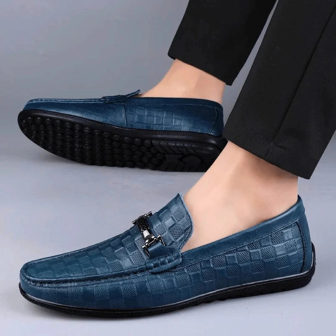 Luxury Plaid Genuine Leather Loafers