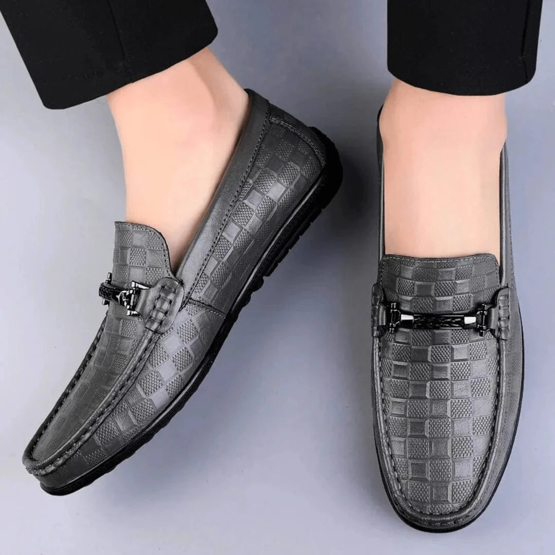Luxury Plaid Genuine Leather Loafers