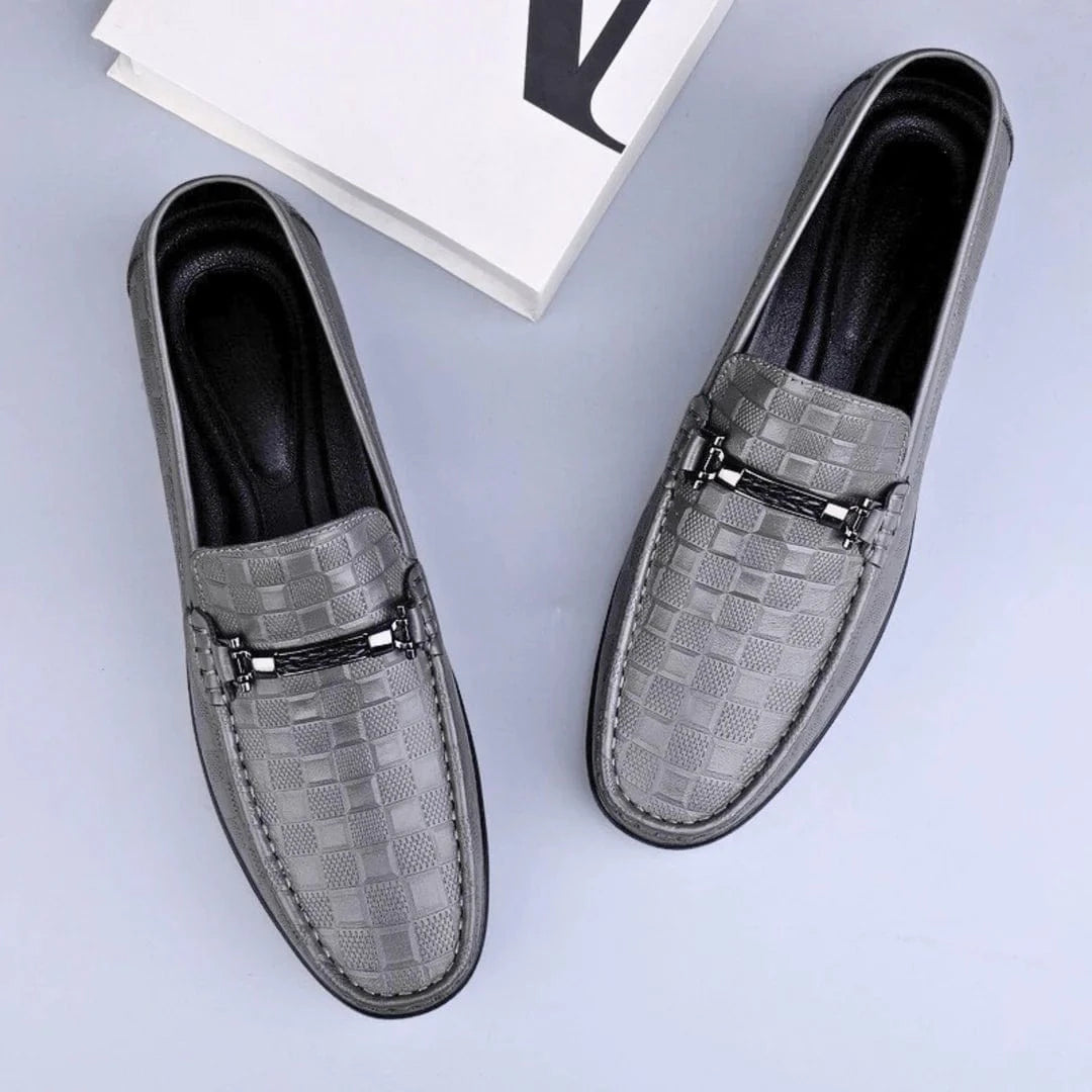 Luxury Plaid Genuine Leather Loafers