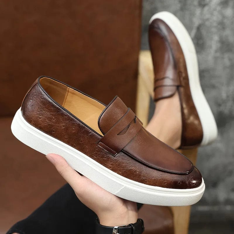 New 2023 Summer Men Casual Slip On Dress Shoes Black Brown British Style Platform Men Driving Loafers Shoes