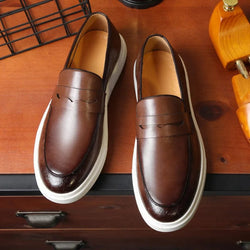 New 2023 Summer Men Casual Slip On Dress Shoes Black Brown British Style Platform Men Driving Loafers Shoes