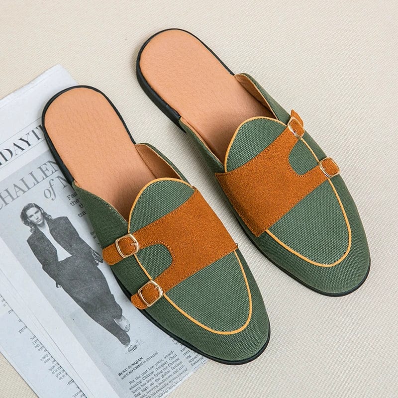 Suede Leather Shoes Men's Casual Luxury Brand Handmade Muller Loafers Men Slip-On Flats Driving Dress Shoes Half Slippers 38-48