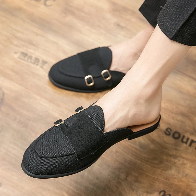 Suede Leather Shoes Men's Casual Luxury Brand Handmade Muller Loafers Men Slip-On Flats Driving Dress Shoes Half Slippers 38-48