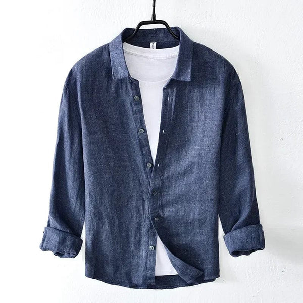 Linen Shirt for Men's Spring Autumn 2023 Long Sleeved Top Korean Version Breathable Shirt Oversized Loose Fitting Men's Clothing