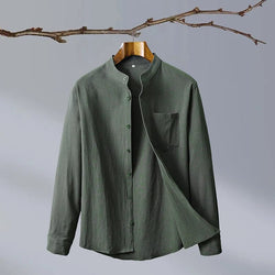 2024-New Fashion Cotton Linen Crepe Business Matching Outdoor Travel Trend Slim Men's Long-sleeved Shirt Casual Matching Shirt