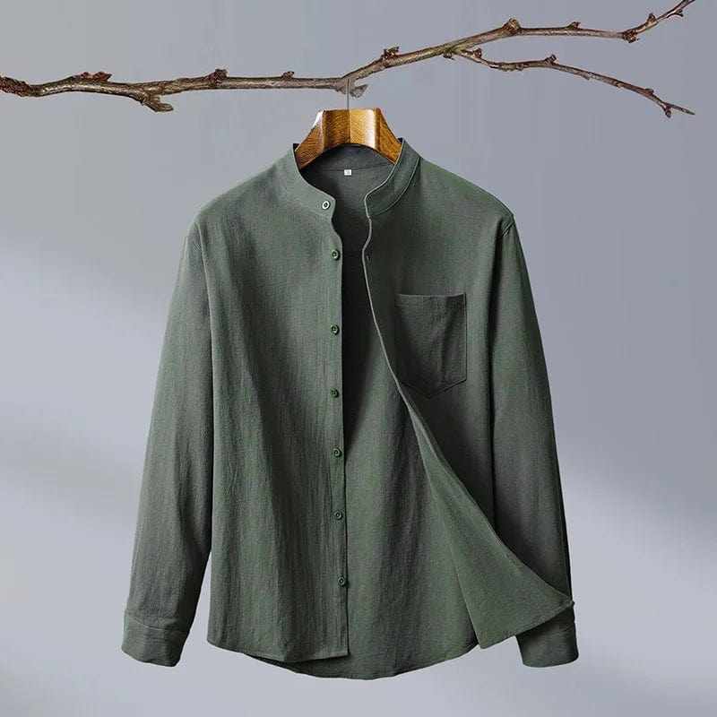 2024-New Fashion Cotton Linen Crepe Business Matching Outdoor Travel Trend Slim Men's Long-sleeved Shirt Casual Matching Shirt