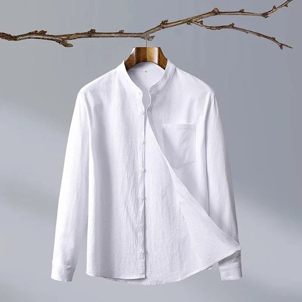 2024-New Fashion Cotton Linen Crepe Business Matching Outdoor Travel Trend Slim Men's Long-sleeved Shirt Casual Matching Shirt