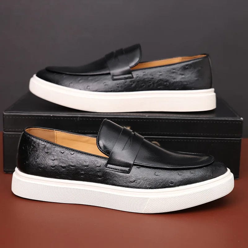 New 2023 Summer Men Casual Slip On Dress Shoes Black Brown British Style Platform Men Driving Loafers Shoes