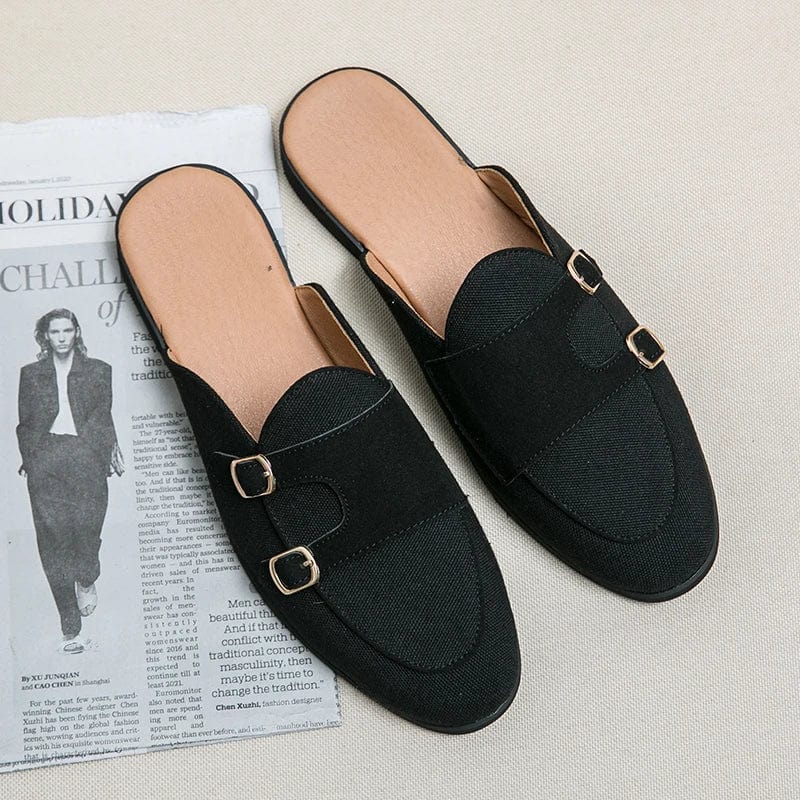 Suede Leather Shoes Men's Casual Luxury Brand Handmade Muller Loafers Men Slip-On Flats Driving Dress Shoes Half Slippers 38-48